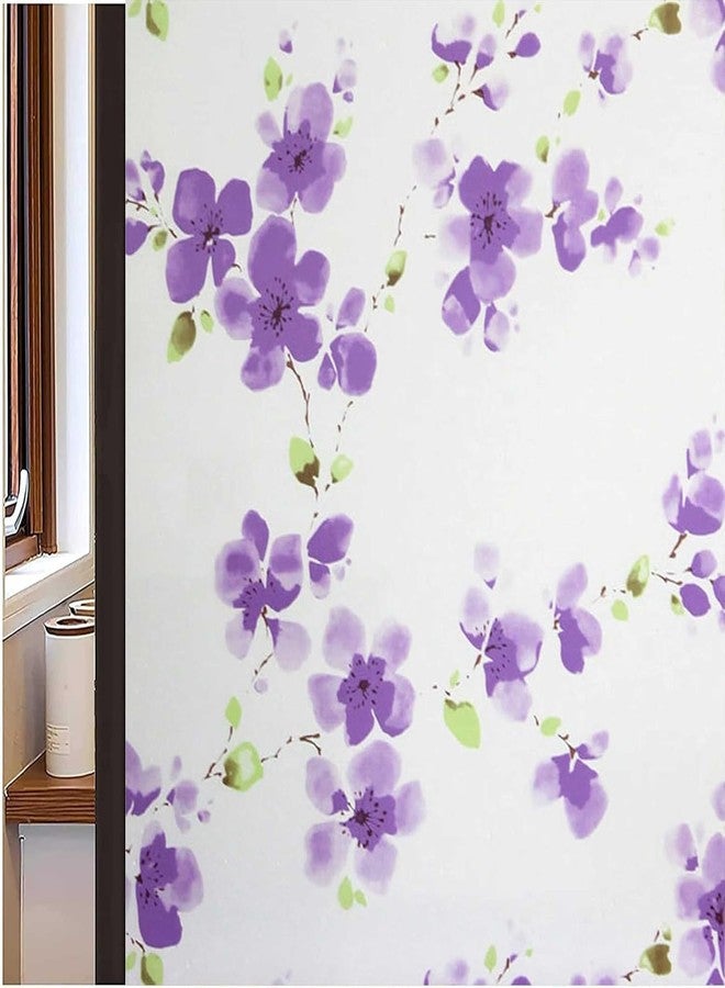 WALLTON فيلم زجاجي لاصق من الفينيل غير لامع من والتون، يوفر الخصوصية، مناسب للنوافذ والأبواب والمكاتب والمنازل. | مقاوم للأشعة فوق البنفسجية. (16 × 36 بوصة، زهور بنفسجية) - Image 1